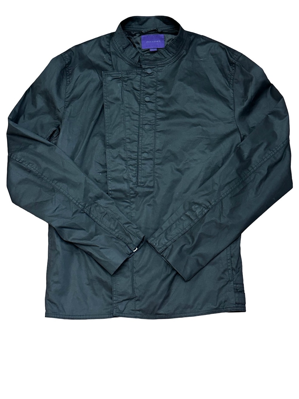 Jack & Jones Mens Asymmetric Zip Jacket Black Field Moto Jacket Medium Slim L